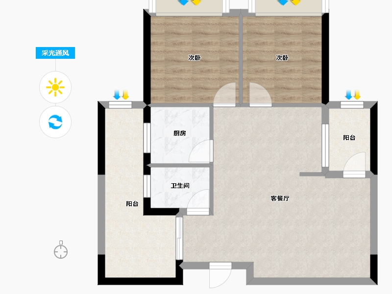 海南省-海口市-软件园青年公寓-69.99-户型库-采光通风