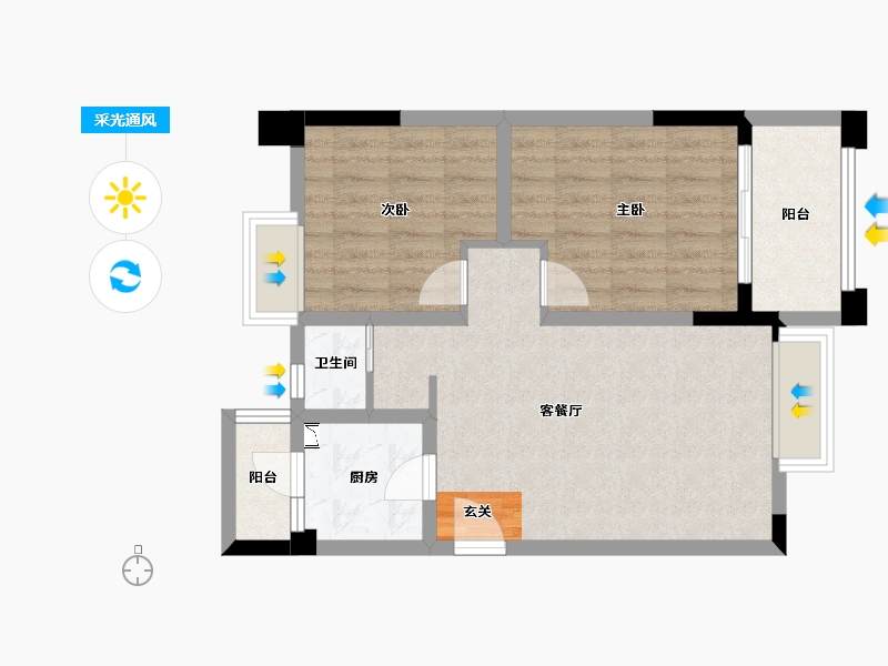 四川省-成都市-王府花园御锦苑-61.78-户型库-采光通风