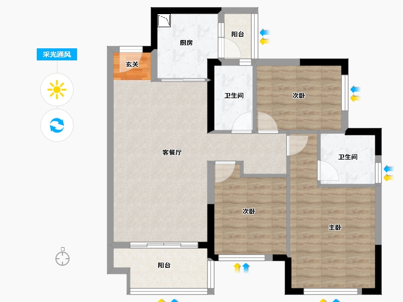 四川省-成都市-奥园天骄-83.31-户型库-采光通风