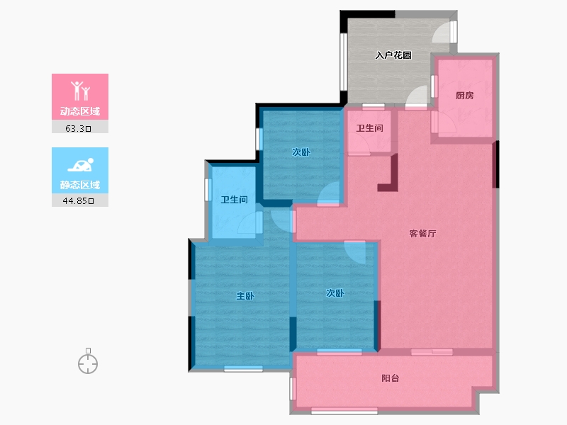 四川省-绵阳市-三台长虹天樾-105.72-户型库-动静分区