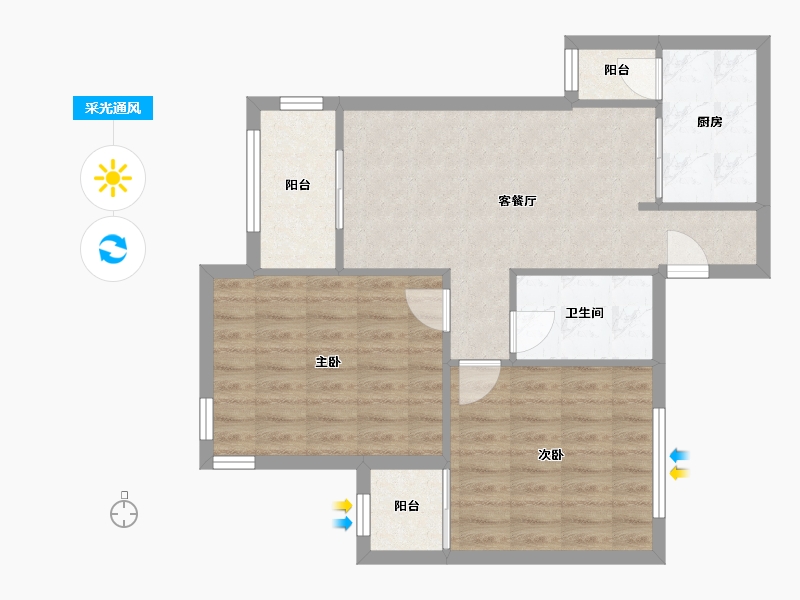 北京-北京市-甘露园小区-67.87-户型库-采光通风