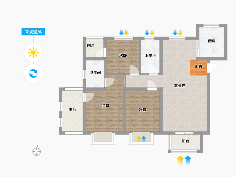 河北省-保定市-中心悦朗-83.73-户型库-采光通风