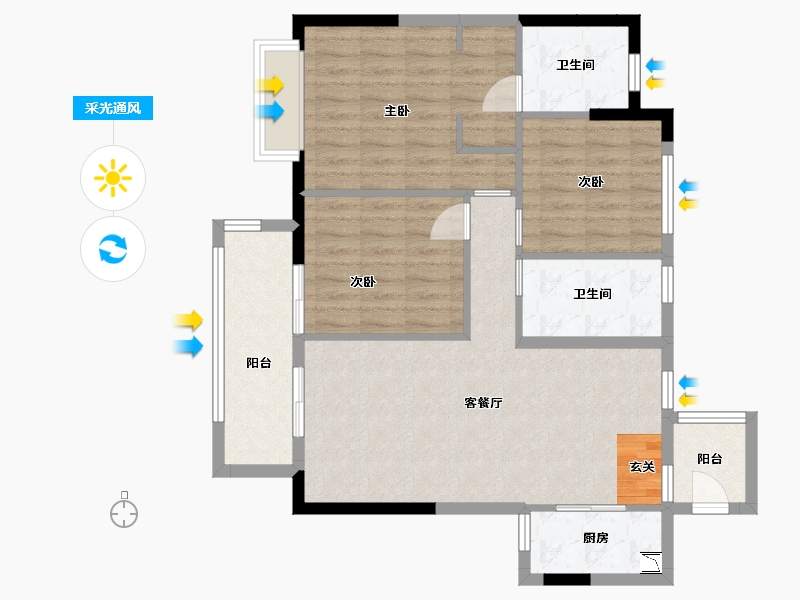 广东省-广州市-广州绿地城-89.14-户型库-采光通风