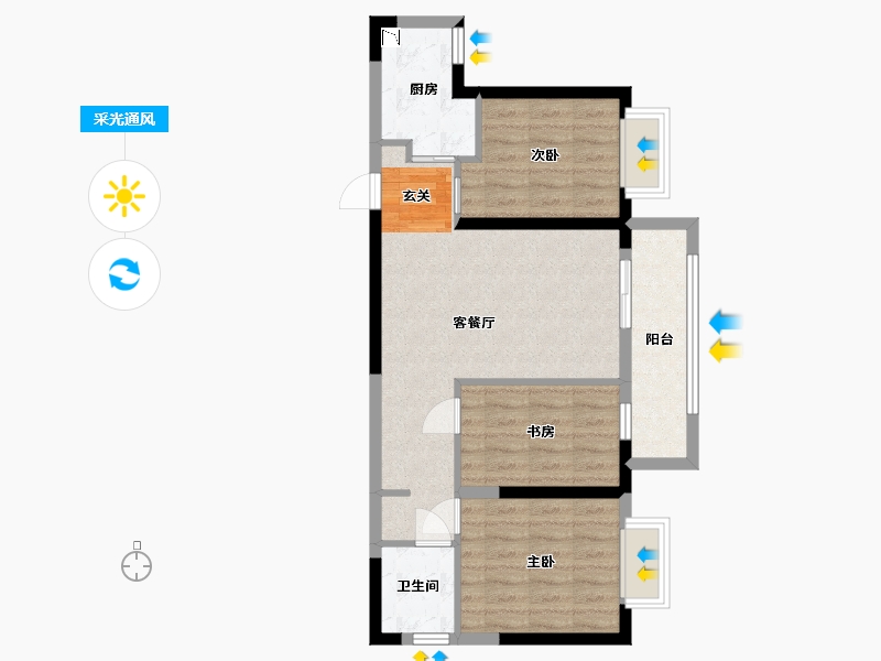 湖北省-武汉市-万科新都会-67.15-户型库-采光通风