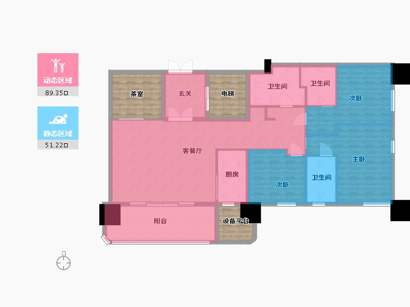 湖北省-武汉市-绿地海珀滨江-145.59-户型库-动静分区