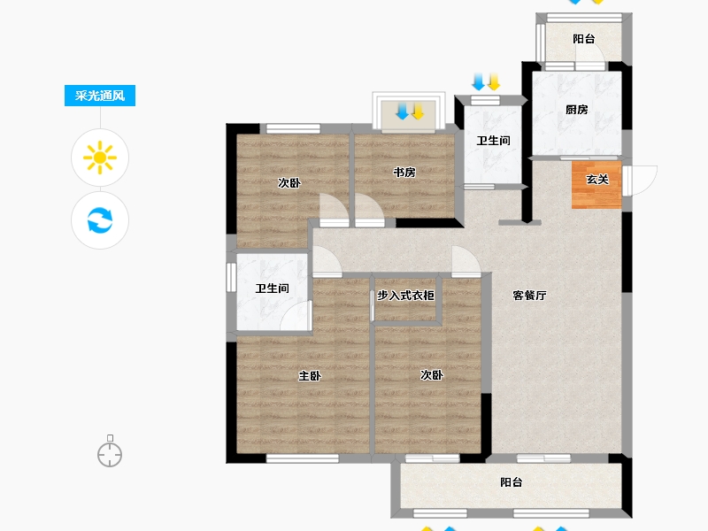 湖北省-武汉市-武汉诺德逸都-94.42-户型库-采光通风