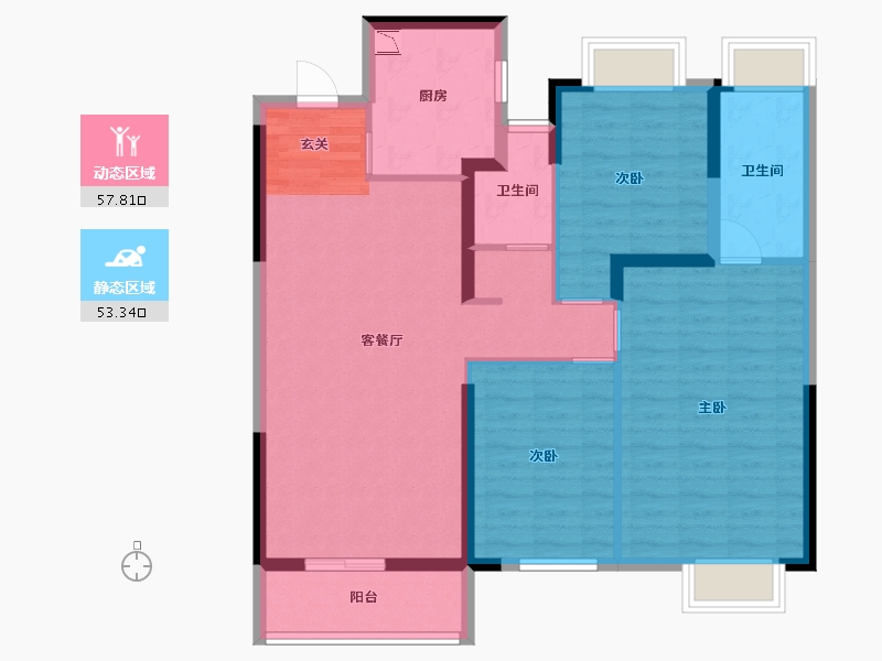 湖北省-武汉市-金融街金悦府-99.73-户型库-动静分区