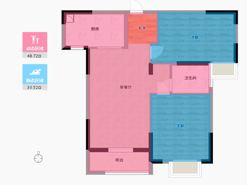 湖北省-武汉市-武地融创金麟壹号-71.00-户型库-动静分区