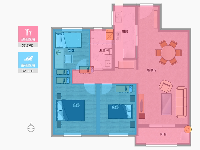 湖北省-武汉市-海林康桥官邸-75.88-户型库-动静分区