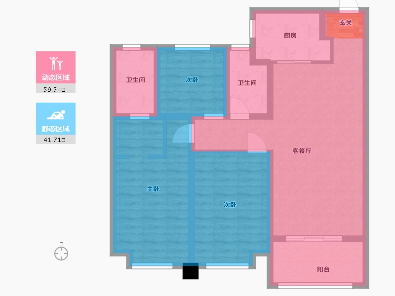 陕西省-西安市-融城朗悦-89.60-户型库-动静分区