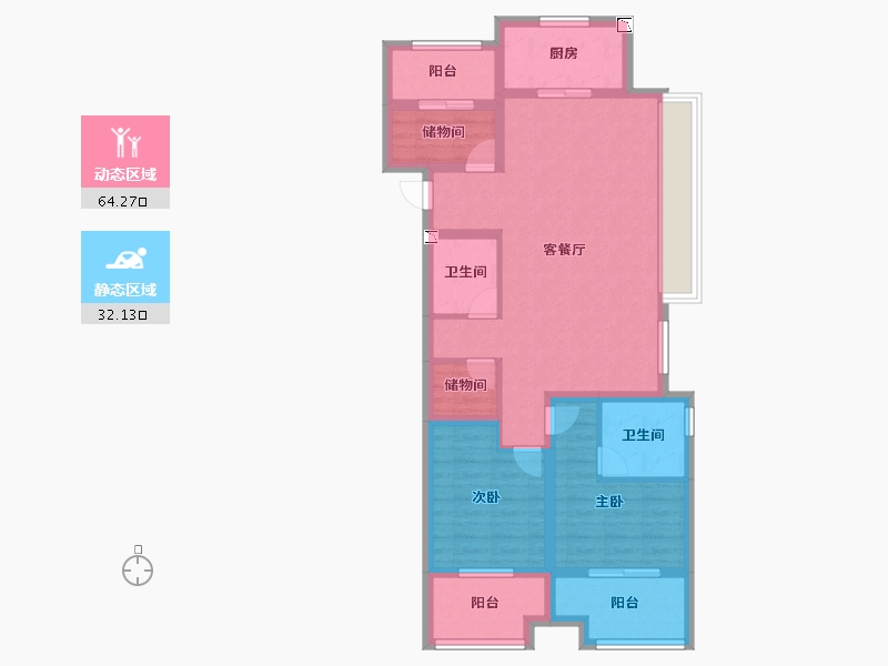 浙江省-嘉兴市-新里城-84.80-户型库-动静分区