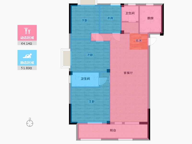 福建省-福州市-武夷书香名邸-105.80-户型库-动静分区