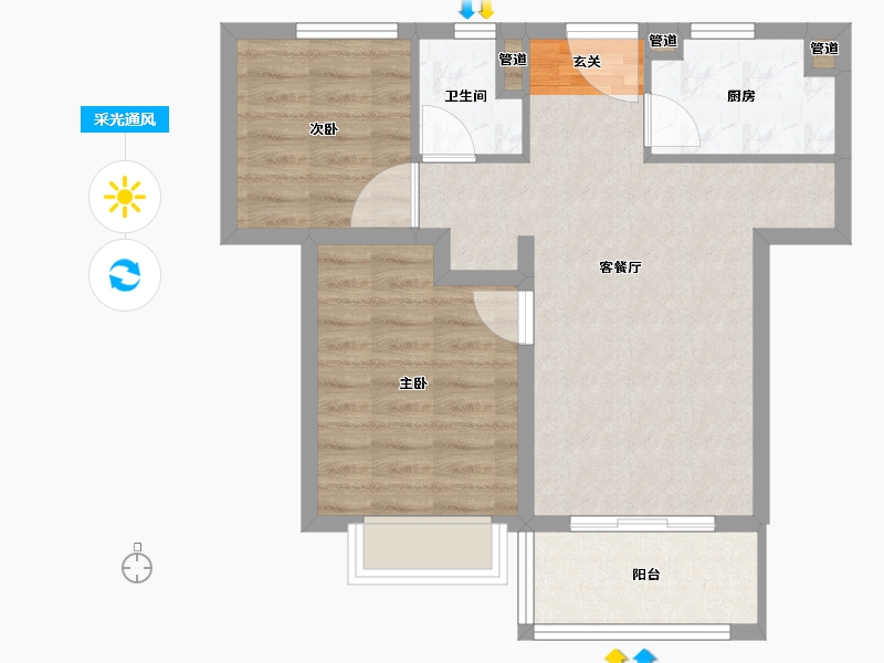 江苏省-南京市-�Z悦名邸-62.00-户型库-采光通风