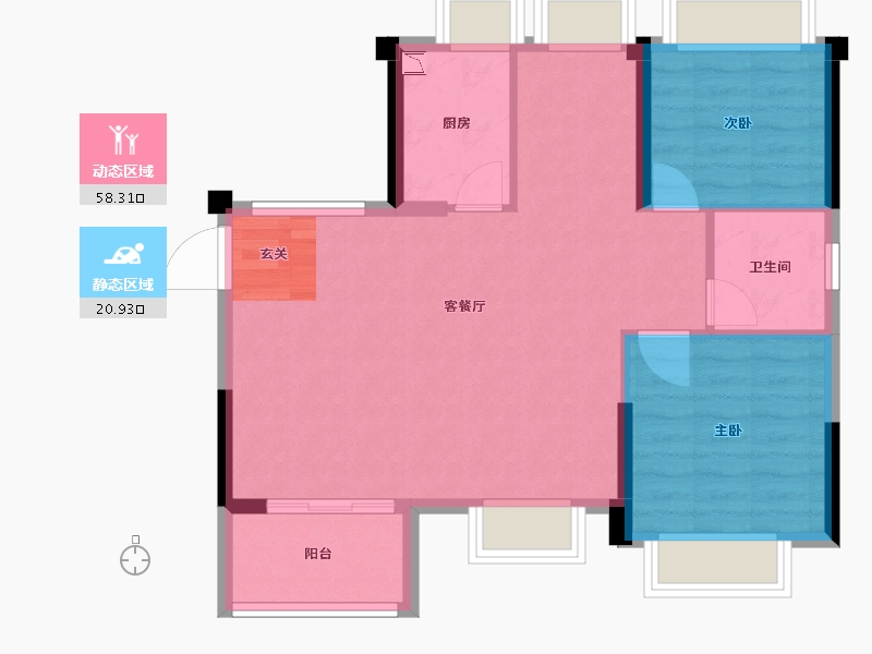 福建省-福州市-碧桂园・铂�h府-71.91-户型库-动静分区