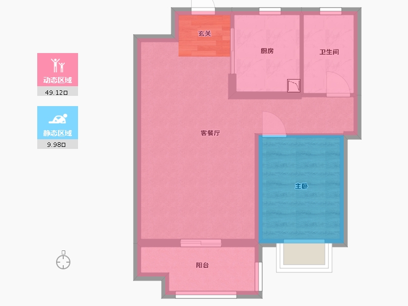 江苏省-南京市-中海左岸澜庭-52.38-户型库-动静分区