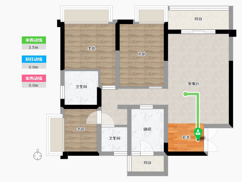 重庆-重庆市-华宇旭辉御�Z湖山-72.35-户型库-动静线