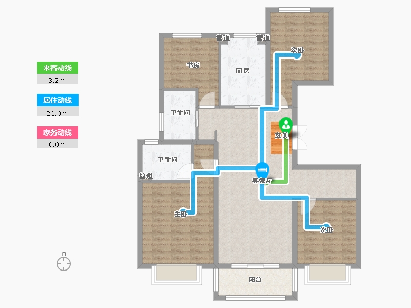 山东省-烟台市-恒基旭辉・玲珑翠谷-107.70-户型库-动静线