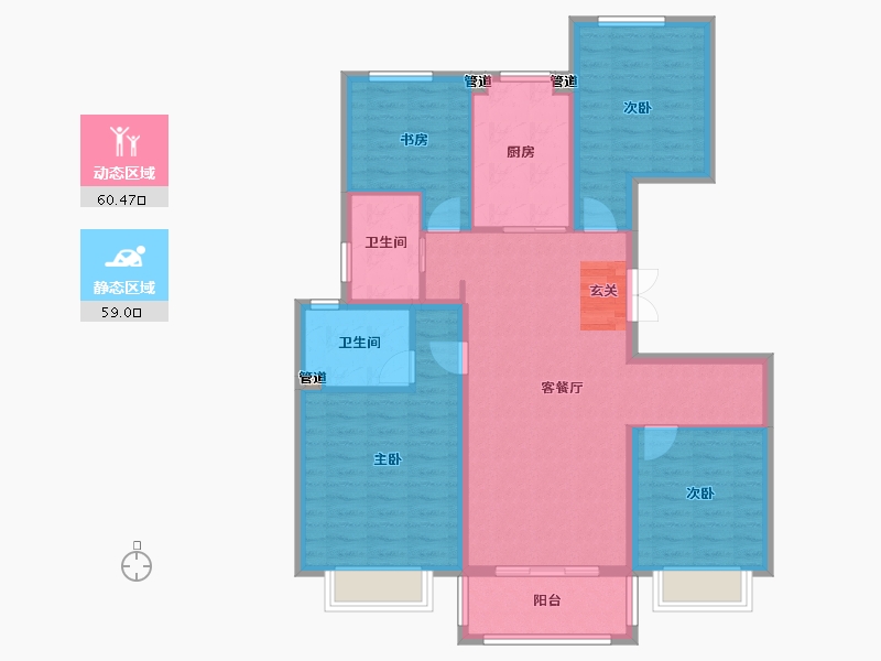 山东省-烟台市-恒基旭辉・玲珑翠谷-107.70-户型库-动静分区