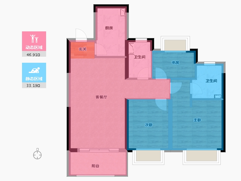 江苏省-南京市-金轮翠雍华庭-71.00-户型库-动静分区