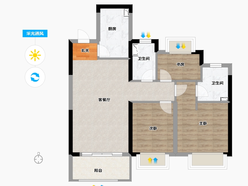 江苏省-南京市-金轮翠雍华庭-71.00-户型库-采光通风