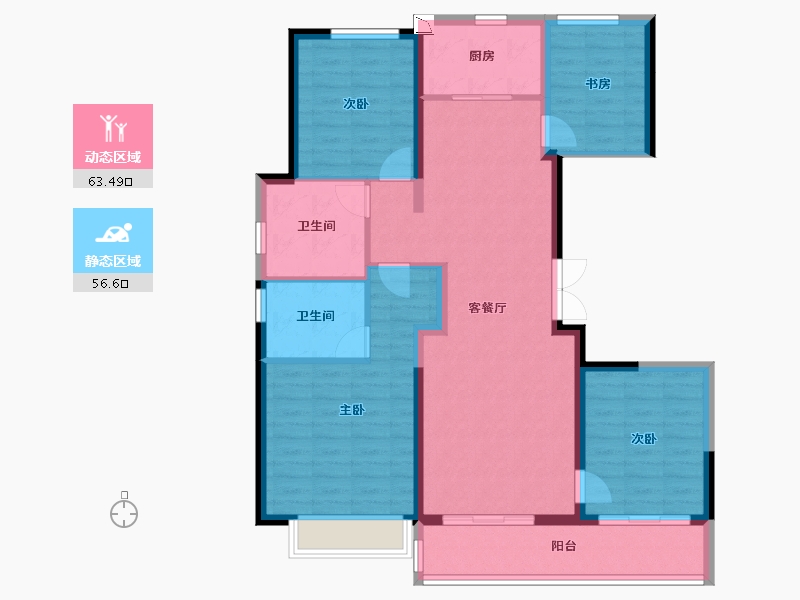 陕西省-咸阳市-融創觀瀾一號-108.04-户型库-动静分区