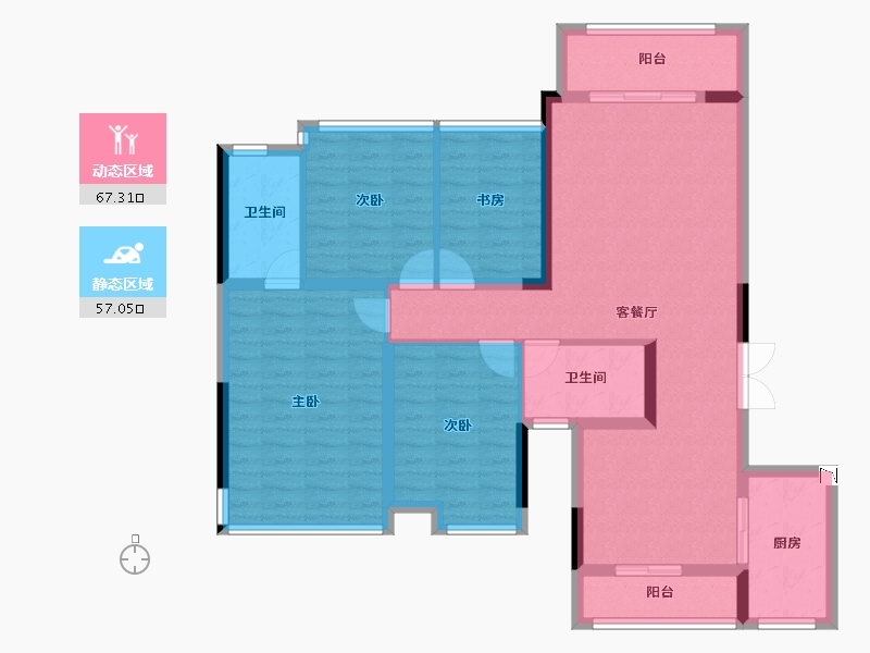 广西壮族自治区-柳州市-融创·九棠府-111.32-户型库-动静分区