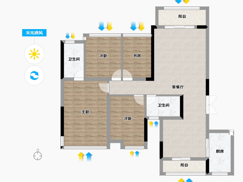 广西壮族自治区-柳州市-融创·九棠府-111.32-户型库-采光通风