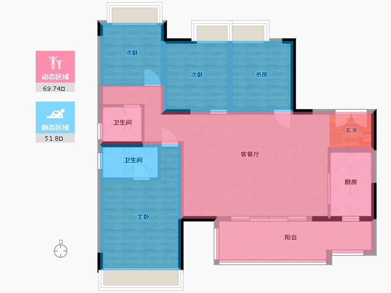 重庆-重庆市-华宇旭辉御�Z湖山-109.00-户型库-动静分区