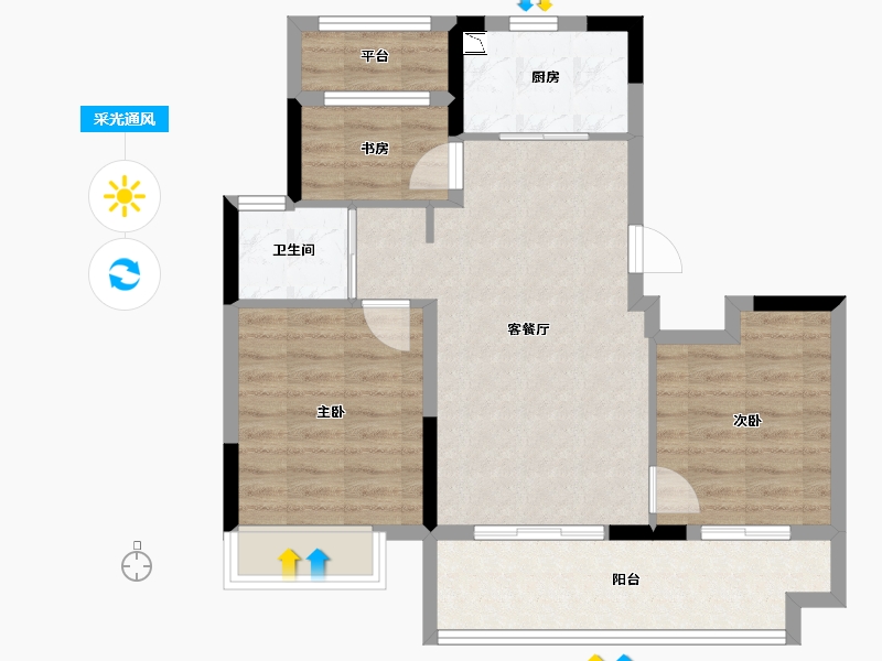 江苏省-南通市-南通绿地新都会-70.81-户型库-采光通风