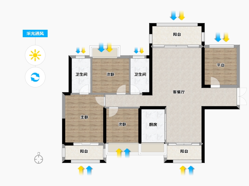 湖南省-衡阳市-家兴华府-113.22-户型库-采光通风