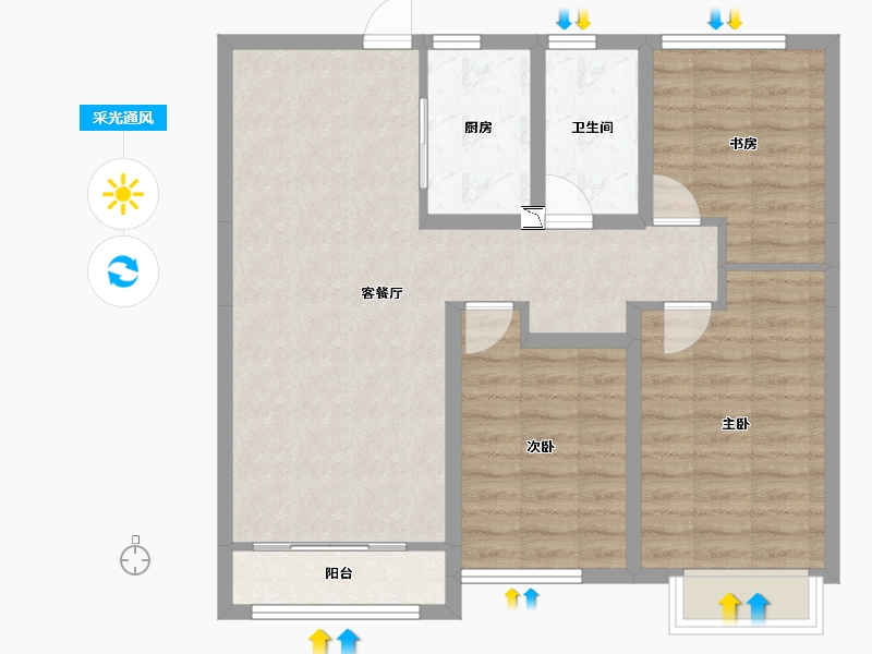 山东省-济宁市-融创滨江壹号-82.25-户型库-采光通风