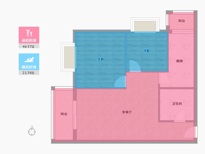 北京-北京市-清缘东里-64.40-户型库-动静分区