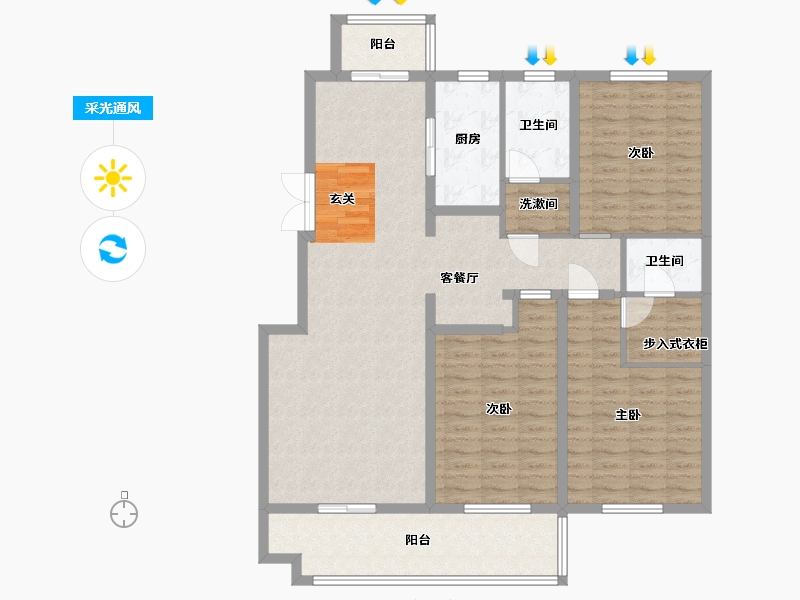 山东省-临沂市-德馨园-123.99-户型库-采光通风