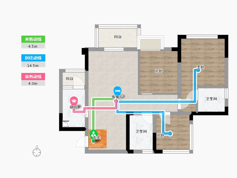 四川省-达州市-蓝润・春风屿湖-70.59-户型库-动静线