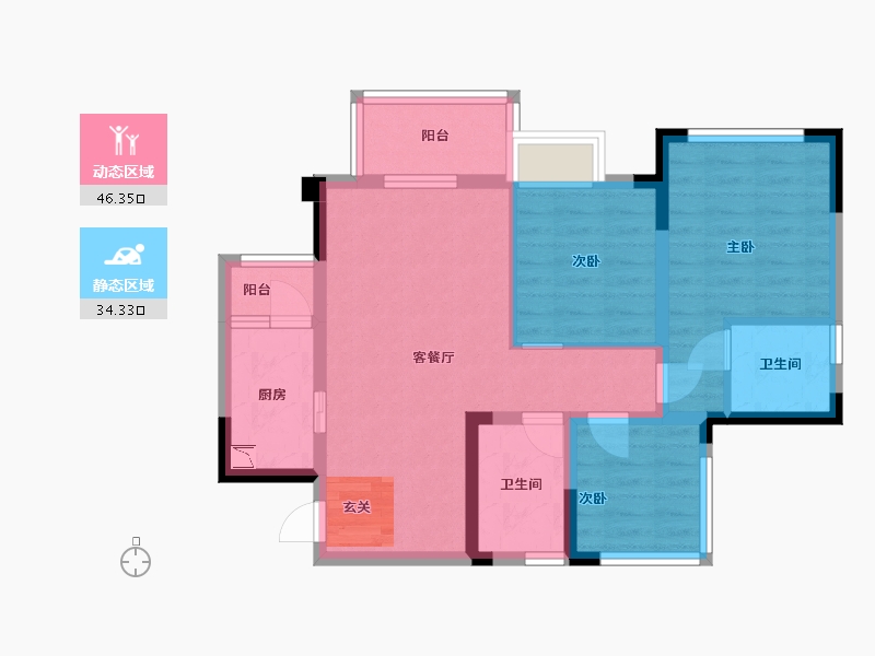 四川省-达州市-蓝润・春风屿湖-70.59-户型库-动静分区