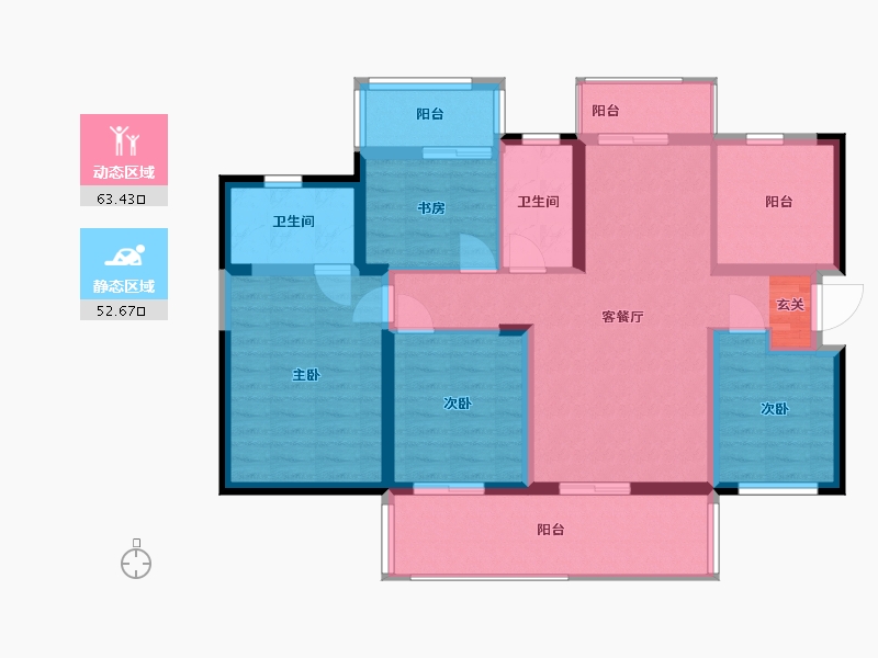 湖南省-衡阳市-中房・美丽白沙-103.37-户型库-动静分区