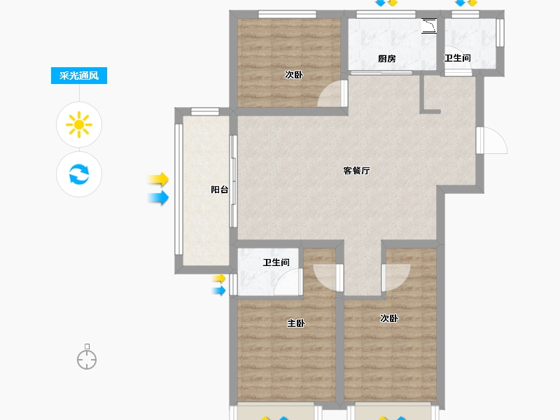 浙江省-温州市-华侨城欢乐天地-89.60-户型库-采光通风