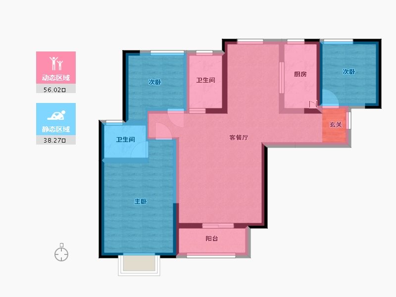 陕西省-西安市-长盛・青春汇-82.75-户型库-动静分区