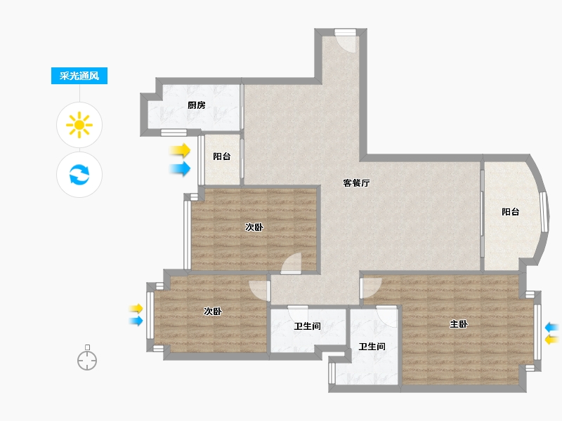 广东省-佛山市-恒大御景半岛-112.14-户型库-采光通风