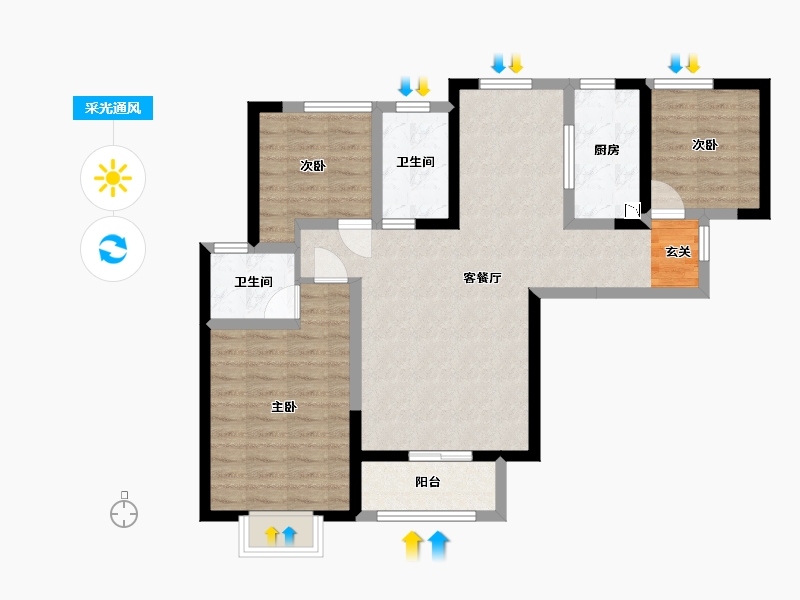 陕西省-西安市-长盛・青春汇-82.75-户型库-采光通风