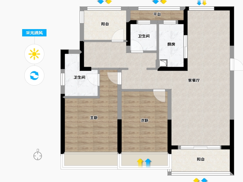 浙江省-温州市-时代瓯海壹品-84.82-户型库-采光通风