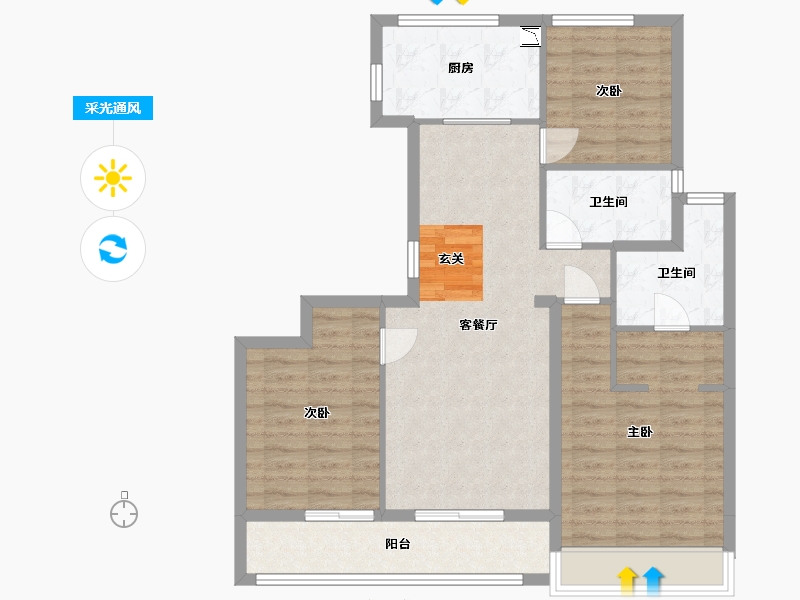 浙江省-舟山市-沁润公寓-91.01-户型库-采光通风