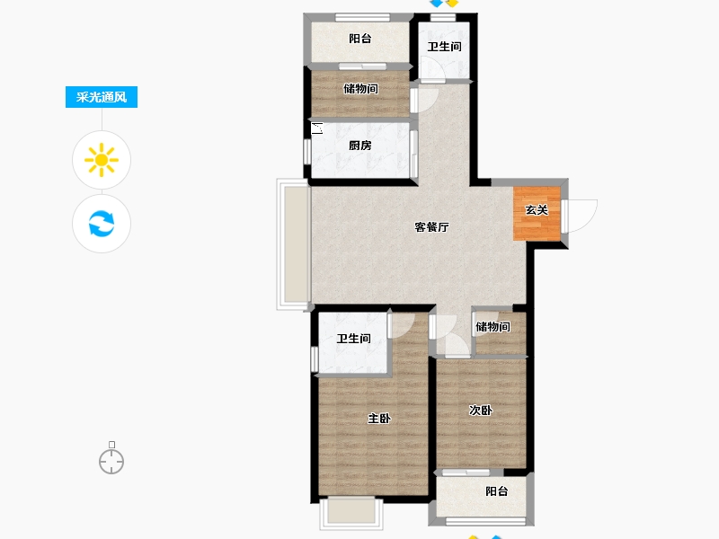 浙江省-舟山市-宝龙世茂・璀璨世家-88.01-户型库-采光通风