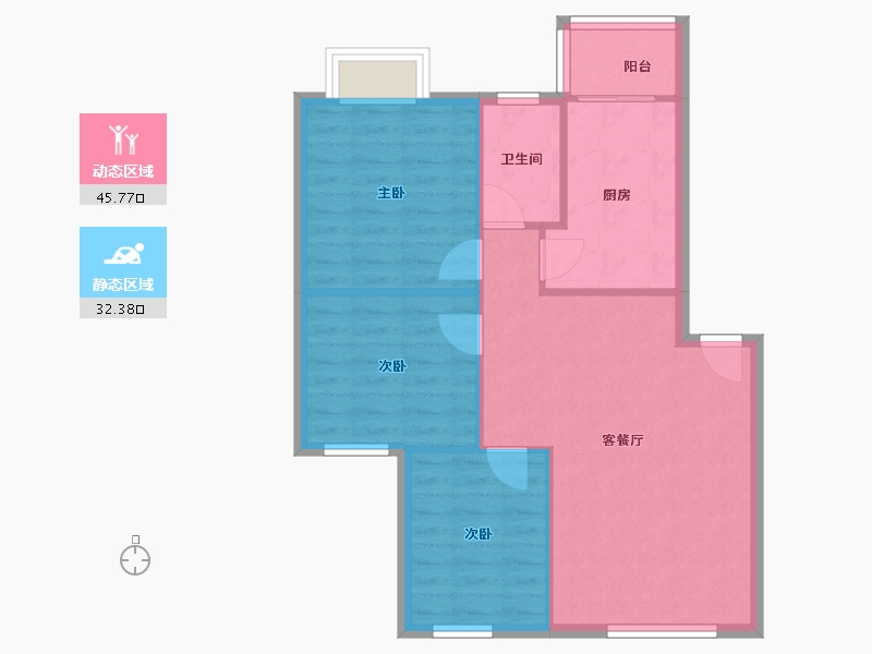 四川省-成都市-槐树苑二期锦苑-71.17-户型库-动静分区