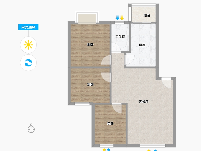 四川省-成都市-槐树苑二期锦苑-71.17-户型库-采光通风