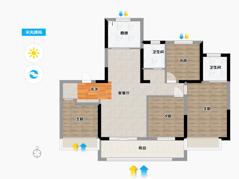 江苏省-常州市-保利和光晨樾-103.20-户型库-采光通风