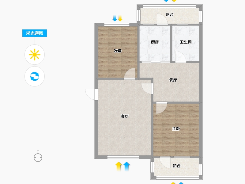 黑龙江省-大庆市-万宝一区-73.63-户型库-采光通风