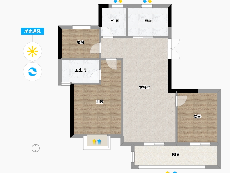 浙江省-衢州市-江南里-80.00-户型库-采光通风