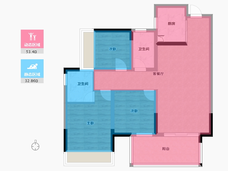 广西壮族自治区-南宁市-彰泰江景湾-76.01-户型库-动静分区