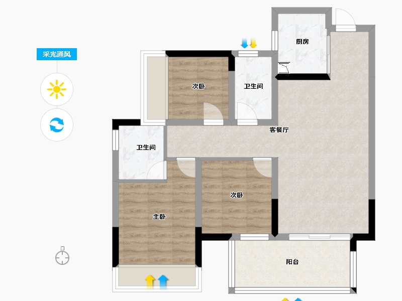 广西壮族自治区-南宁市-彰泰江景湾-76.01-户型库-采光通风